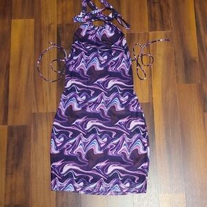 AKIRA Purple Swirl Mini Dress